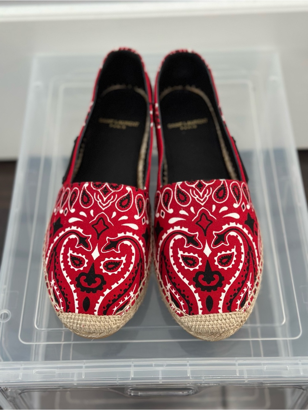 Saint Laurent Canvas Paisley Espadrilles Size 5